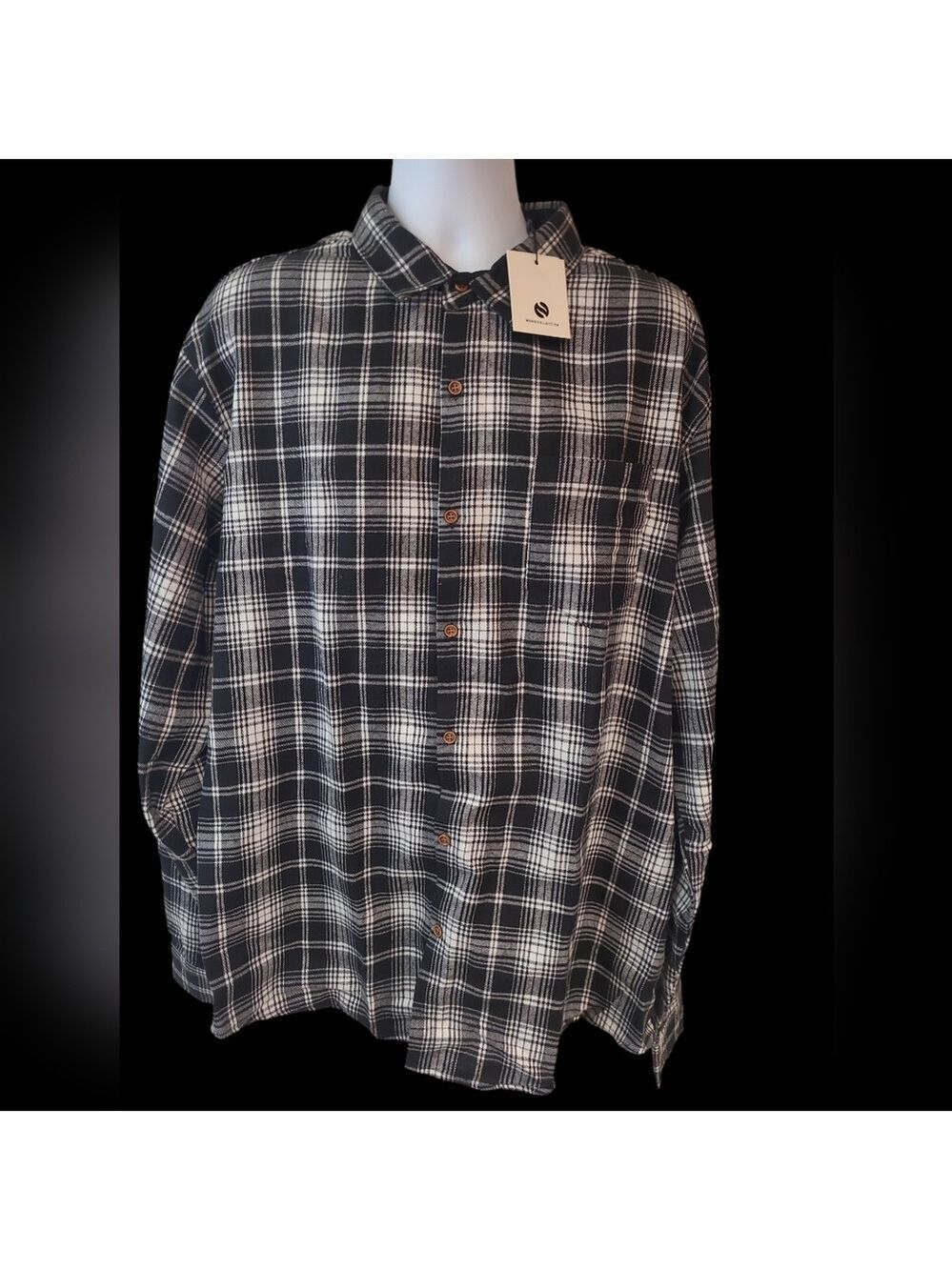 SSLR Men's Collection Long Sleeve Plaid Button-Up Shirt Size 2XL